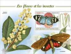 CENTRAL AFRICAN-2022/10- FLOWERS & INSECTS  1V
