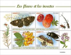CENTRAL AFRICAN-2022/10- FLOWERS & INSECTS  4V